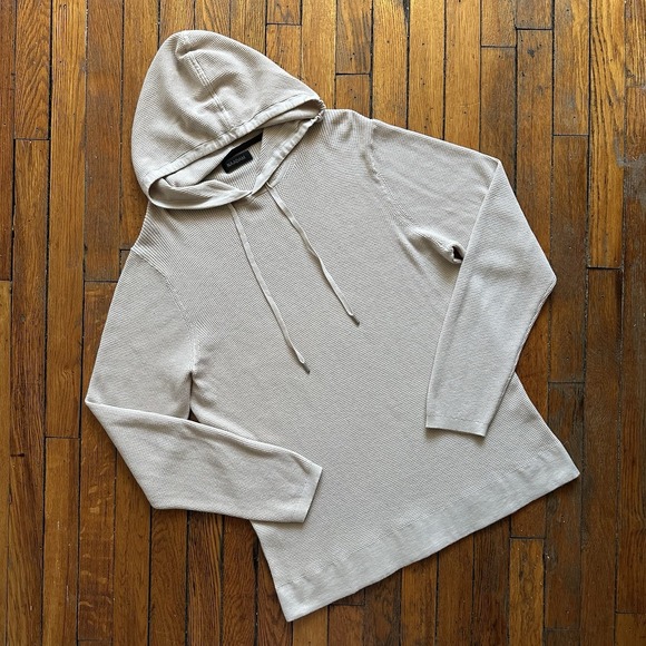 NAADAM Tops - NAADAM Cotton Cashmere Thermal Knit Hoodie Sweatshirt Cream Women XL Waffle
